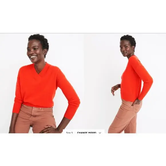 Madewell 100% Cashmere V-Neck Sweater Red Size XS